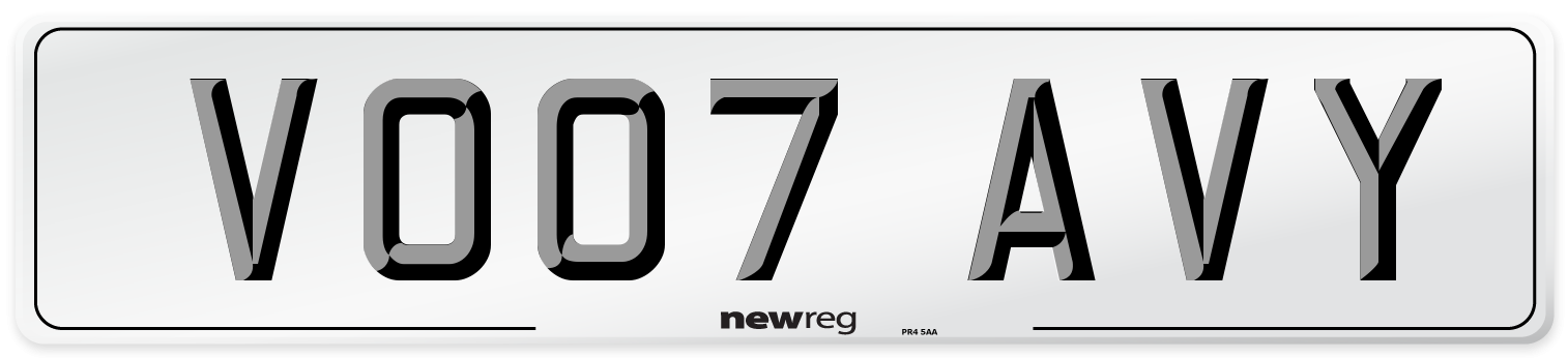 VO07 AVY Number Plate from New Reg